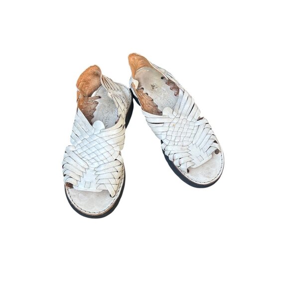 Brand X Mexican Huaraches White Woven Leather Size 6.5 - Picture 2 of 7